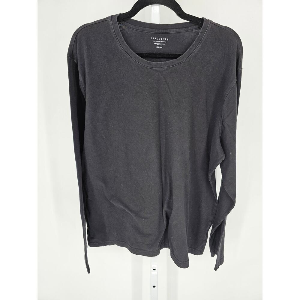 Structure Mens Sz XXL Long Sleeve Crew Neck T Shirt Solid Black